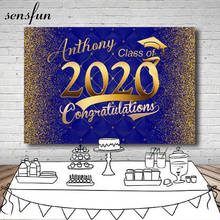 Sensfun Bachelor cap Class of 2020 Graduation Backdrop Royal Blue Gold Glitter Party Photogarphy Backgrounds For Photo Studio 2024 - buy cheap