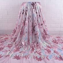 Африканская кружевная ткань с блестками 2020 высокое качество кружева последние нигерийские Свадебные платья для женщин Тюль пайетки кружева ткани S1889 2024 - купить недорого
