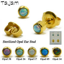 Sterilize Steel Colorful Opal Earring Piercing Body Jewelry Ear Stud Earrings with Push-back Piercing Ear Tragus Helix Cartilage 2024 - buy cheap
