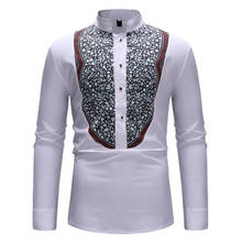 White African Dashiki Print Dress Shirt Men 2022 Fahion Mandarin Collar African Clothes Streetwear Casual Camisa Masculina XXL 2024 - buy cheap