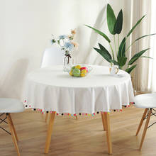 Colorful Ball White Tablecloth Pure Color Korean Christmas Decorative Table Cloth Round Cotton Linen Kitchen Party Table Cover 2024 - buy cheap