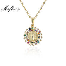 Mafisar Hot Sale Colourful Cubic Zircon Christian Jewelry For Women 2021 New Fashion Virgin Mary Pendant Necklace Dropshipping 2024 - buy cheap