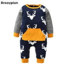 Conjunto de ropa de Navidad para bebé recién nacido, ropa de algodón de manga larga, mono de ciervo, trajes para niño pequeño, pijamas para bebé 2024 - compra barato