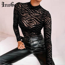 Insgoth bodys de malha listrada sexy feminino, streetwear gótico oco manga longa preto body feminino outono 2024 - compre barato