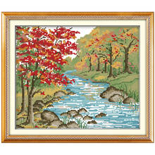 Autumn view scenery painting counted 11CT 14CT DIY kit Chinese wholesale Cross Stitch embroidery needlework Sets home decor 2024 - buy cheap