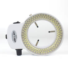 Lâmpada iluminadora de anel led 144, para microscópio estéreo industrial, lente, lupa, 110v-240v, plugue eu/us, adaptador de tomada 2024 - compre barato