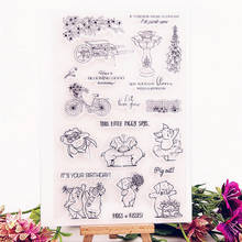 13x21cm Hot Happy pigs Transparent Clear Stamps / Silicone Seals Roller Stamp DIY scrapbooking photo album/Card Making 2024 - buy cheap