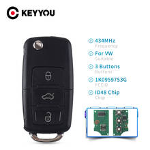 KEYYOU 10x ID48 Chip 434 Mhz For VW Volkswagen Golf Passat Polo Jetta Touran Bora Sharan 1K0 959 753 G 2004- 2010 Remote Car Key 2024 - buy cheap