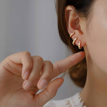925 sterling silver earring fashion zircon wave Geometry ear ring Rhombus shape ear bone Simple personality boy girl ear jewelry 2024 - buy cheap