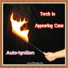 Torch To Appearing Cane (Auto-Ignition) Magic Tricks Silver Flaming Torch Magician Fire Wand Stage Illusion Gimmick Props Comedy 2024 - buy cheap