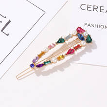 Korean Candy Hairpin Colorful Crystal Hair Clips For Women Girls Elegant Pearl Barrette Hair Accessories 2020 New Headwear 2024 - buy cheap