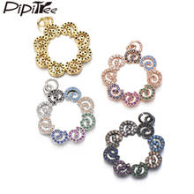 Pingente flor trançada elegante pipitree pingente colar cobre multi cz zircônio faça você mesmo acessórios de joias da moda 22mm 2024 - compre barato