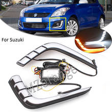LED DRL dynamic fog lights For Suzuki Swift 2014 2015 2016 auto Daytime Running Light Day Lights Yellow Turning Signal flowing 2024 - buy cheap