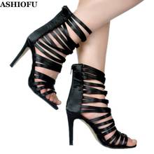 ASHIOFU Handmade New Real Photos Women Stiletto High Heel Sandals Party Prom Sexy Summer Shoes Evening Club Fashion Sandal Shoes 2024 - buy cheap