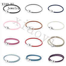 XIAOYI 100% S925 2020  New Classic leather braid bracelet a variety of choices multi-color wholesale good quality female bracele 2024 - buy cheap