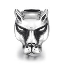 Miçangas de leopardo em aço inoxidável, polimento 6mm, buraco grande, contas de metal, amuletos deslizantes para pulseira diy, acessórios de fabricação de joias 2024 - compre barato