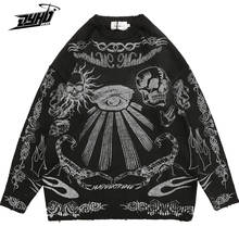 Suéter de gran tamaño para hombre y mujer, suéter de punto Retro con Graffiti de calavera Harajuku, algodón, Unisex, otoño e invierno, 2021 2024 - compra barato