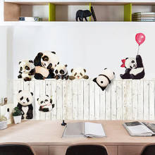 Bonito panda adesivos de parede berçário dos desenhos animados decalques da parede vinil para crianças quarto murais arte auto adesivo eco-amigável 2024 - compre barato