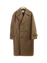 Свободное Мужское пальто из смешанной шерсти, двубортное зимнее плотное теплое пальто черного цвета верблюжьей расцветки, M38 2024 - купить недорого