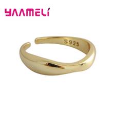 Top Vendor 925 Sterling Silver Open Rings For Women Minimalist Irregular Wave Pattern Gold Color Jewelry Bijoux Birthday Gift 2024 - buy cheap