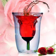 Taça de vidro dupla parede de rosas, copo transparente para vinho, uísque, 180ml para uísque, marca, vinho, vara, cerveja, coquetel, ro 2024 - compre barato