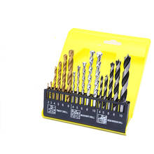 16PCS 2-10mm Combination Drill Bits Set HSS Titanium Twist Drills to Metal + Wood Drills + HSS Rock Concrete Drill Set 2024 - buy cheap