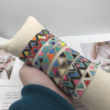 Bluestar pulseira feminina miyuki, bracelete com estampa geométrica, tecido artesanal, miçangas, 2021 2024 - compre barato