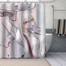 Хит продаж, занавески Fujiwara no Mokou из японского аниме на заказ, шторы для ванной из полиэстера, водонепроницаемая занавеска для душа с пластиковыми крючками, больше размеров 2024 - купить недорого