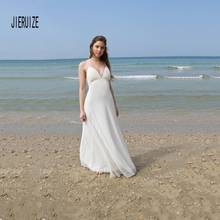 JIERUIZE A line Beach Wedding Dresses Sexy Deep V Cross Lace Up Back Chiffon Bridal Gown Vestido de novia 2024 - buy cheap