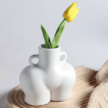 Vaso criativo feminino para glúteo, arte branco, preto, vaso de cerâmica, decoração de mesa nórdico, recipiente de arranjo de flores 2024 - compre barato