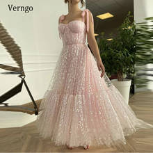Verngo Cream Pink Lace A Line Short Prom Dresses For Bridal Party Straps Bow Tea Length Homecoming Party Gowns lovely 2021 2024 - buy cheap