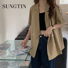 Sungtin Elegant Office Lady Short Sleeve Blazer Women Loose Casual Short Outwear Suit Blazer White Korean Chic OL Summer 2022 2024 - buy cheap