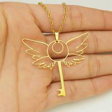 Bulk 10pcs Angel Wing Necklace Stainless Steel Key Pendant Necklace BFF Jewelry Graduation Gift Gold Ketting Choker Chain 2024 - buy cheap