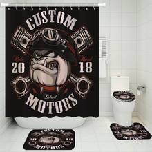 3/4 Pieces Extreme Sport Shower Curtains Sets Racing Car Carpet Christmas Gift Toilet Mat 3D Print Bulldog Pug Bathroom Set 2024 - buy cheap