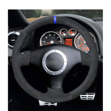 Cubierta de ante para volante de Audi, protector de ante negro con marcador azul para A2, 8Z, A3, 8L, Sportback, A4, B6, Avant, A6, C5, A8, D2, TT, 8N, S3, S4, RS, 4, RS 2024 - compra barato