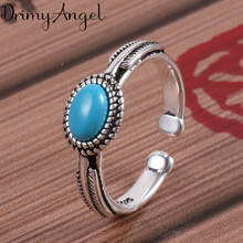 Anéis azuis cor prata real para mulheres grandes anel antigo joias de dedo alta qualidade venda por atacado 2024 - compre barato