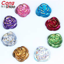 Cong Shao 100PCS 15mm Rose Flowers Flatback Acrylic Rhinestone Applique Stones Crystals For Crafts Clothing Decoration DIY CS110 2024 - buy cheap