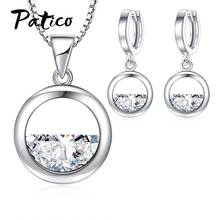 Fashion Brand Wedding Bridal 925 Sterling Silver Pendant Necklaces Earrings Sets Cubic Zirconia Ear Rings Simple Jewelry Gift 2024 - buy cheap