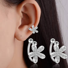 Cute Small 925 Sterling Silver Flower CZ Clip Earrings For Women Girls Kids Jewelry Orecchini Aros Aretes 2024 - buy cheap
