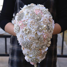 2020 Luxury Rose Water Drop Bouquet Handmade Flowers Rhinestones Blush Pink Wedding Bouquet Pearl Holding Bouquet 2024 - buy cheap