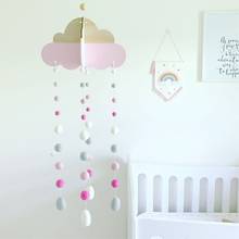 INS Wooden Cloud With Wool Balls Pendant Kids Room Decoration Wall Hanging Ornaments Wind Chimes Baby Tent Bed Bell Photo Props 2024 - buy cheap