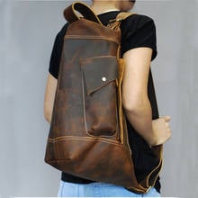 Luuventilador bolsa de peito de couro genuíno, nova bolsa vintage multifuncional masculina para viagem e de grande capacidade para laptop 2024 - compre barato