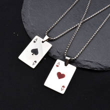 2021 Lucky Ace of Spades Heart A Mens Stainless Steel Necklace Poker Pendant for Male Casino Fortune Playing Cards Dropshipping 2024 - buy cheap