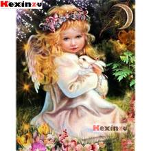 kexinzu Full Square/Round Drill 5D DIY Diamond Painting "Girl angel bunny" 3D Diamond Embroidery Cross Stitch Home Decor X54610 2024 - buy cheap