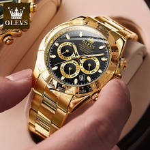 Мужские автоматические часы OLEVS из нержавеющей стали золотого цвета роскошные механические наручные часы Черные Водонепроницаемые модные спортивные мужские часы с датой 6638 2024 - купить недорого