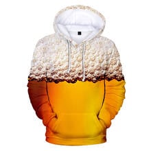 Толстовка Мужская/женская с 3D принтом пива, Свитшот в стиле Харадзюку, уличная одежда, пуловер в стиле хип-хоп, забавная куртка с капюшоном, спортивный костюм 2024 - купить недорого