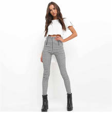 Women Casual Striped push up Pencil Pants Cotton Plaid gingham bandage pantalon femme High Waist Trousers Fashion Streetwear 2024 - buy cheap