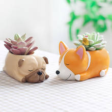 Cute Corgi Flower Pot Puppy Planter Succulent Plants Pot Ornament Holder Container Mini Bonsai Home Garden Desktop Decoration 2024 - buy cheap