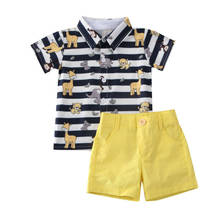 2020 Kids Baby Boy Gentleman Clothes Sets Short Sleeve Striped Animal Print Tops+Shorts Beach Set 0-5Y 2024 - buy cheap