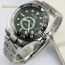 Bliger mens top luxury watch 43mm sapphire glass luminous marks green dial Ceramic Bezel GMT automatic mens watches 2024 - buy cheap